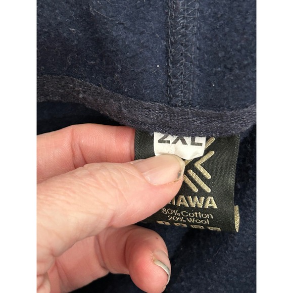 AMAWA Southwestern Hoodie Aztec Wool Blend Navy Blue Ecuador Pullover Men's 2XL - Picture 7 of 7